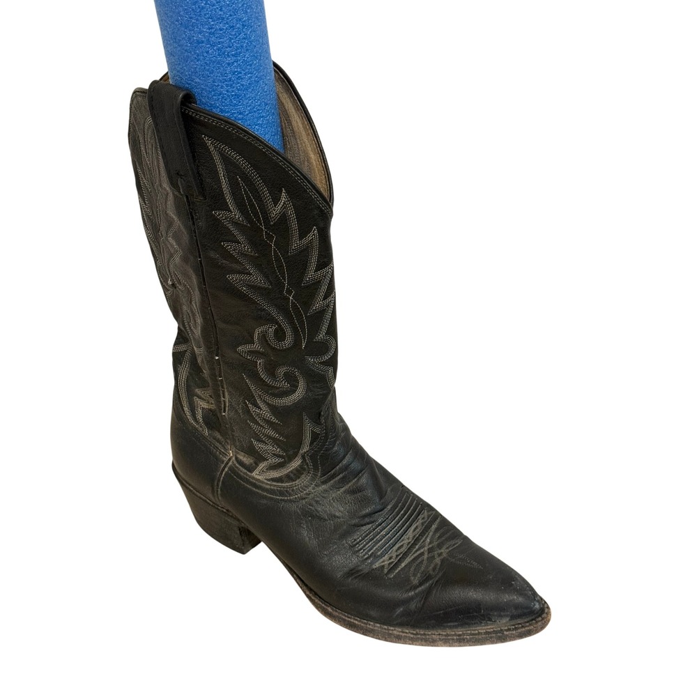 Dan Post Men Cowboy Boots 9.5D Black Leather Contrast Stitch Westerncore Ranch